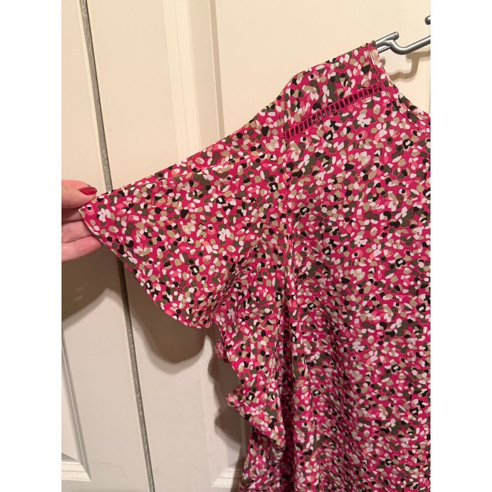 Lane Bryant Pink Flutter Short Sleeve Blouse Shirt Plus Size 22 - Picture 2 of 7